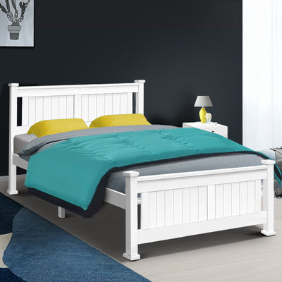 Dealsmate  Bed Frame Double Size Wooden White RIO