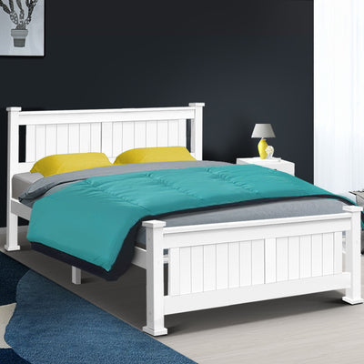 Dealsmate  Bed Frame Queen Size Wooden White RIO