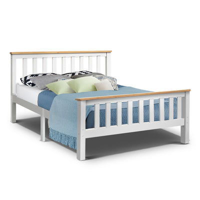 Dealsmate  Bed Frame Double Size Wooden White PONY