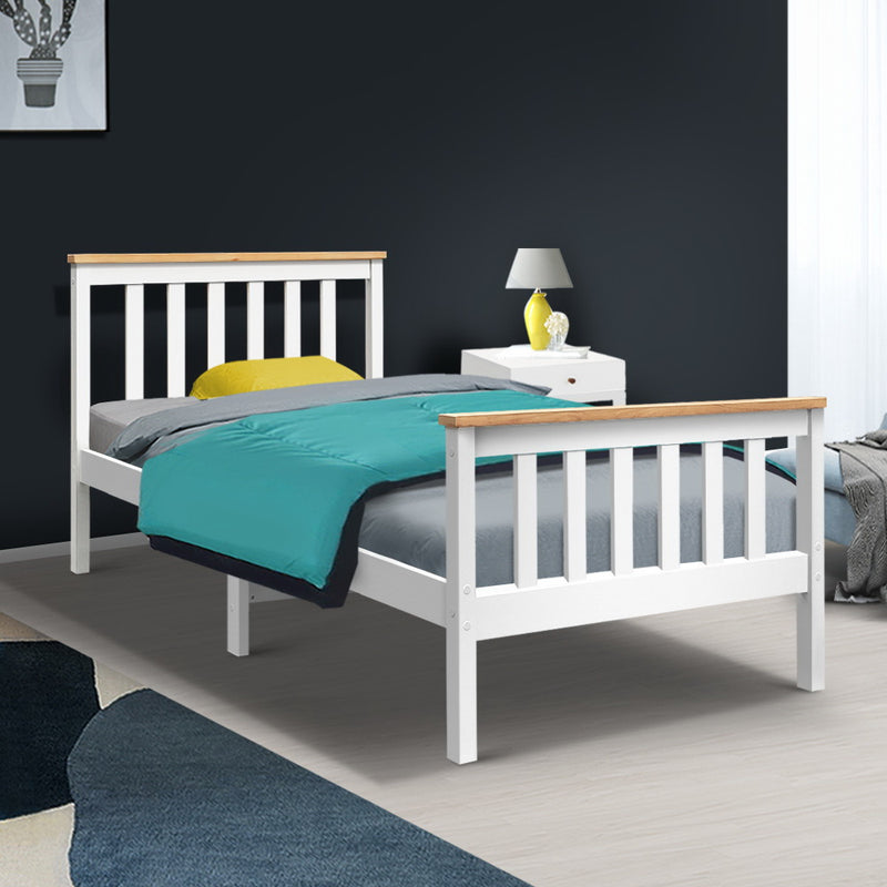 Dealsmate  Single Wooden Bed Frame Bedroom Furniture Kids