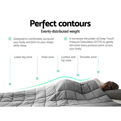 Dealsmate Giselle Bedding 9KG Cotton Weighted Blanket Heavy Gravity Deep Relax Adult Light Grey