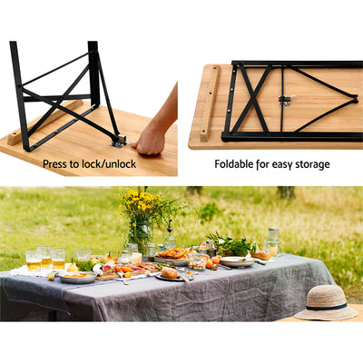 Dealsmate  Wooden Outdoor Foldable Bench Set - Natural