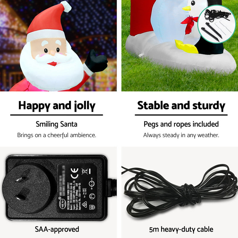 Dealsmate  3M Christmas Inflatable Archway with Santa Xmas Decor LED