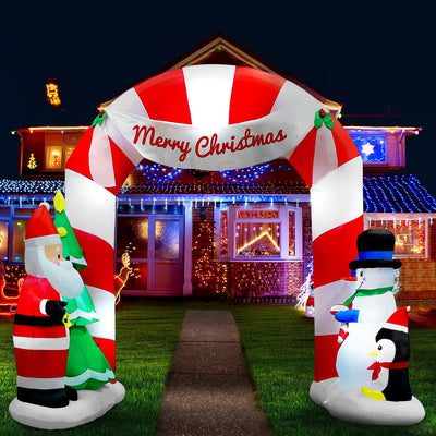 Dealsmate  3M Christmas Inflatable Archway with Santa Xmas Decor LED