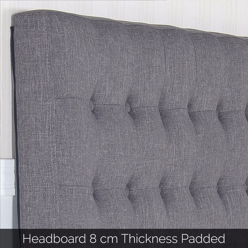Dealsmate Bed Head Double Charcoal Headboard Upholstery Fabric Tufted Buttons