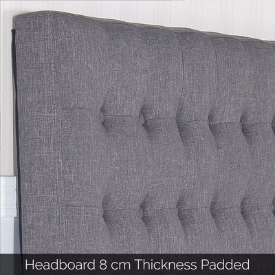 Dealsmate Bed Head Queen Charcoal Headboard Upholstery Fabric Tufted Buttons