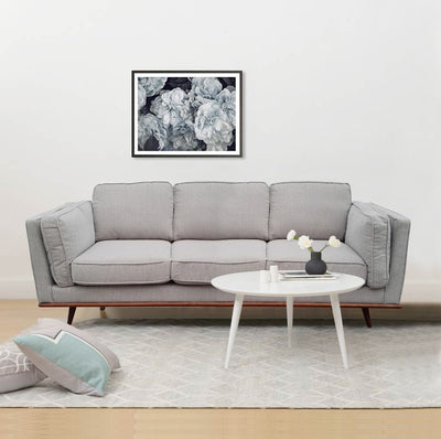 Dealsmate 3 Seater Sofa Beige Fabric Modern Lounge Set for Living Room Couch with Wooden Frame