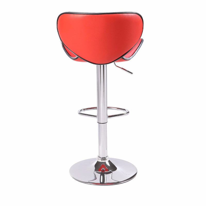 Dealsmate 2X Red Bar Stools Faux Leather Mid High Back Adjustable Crome Base Gas Lift Swivel Chairs