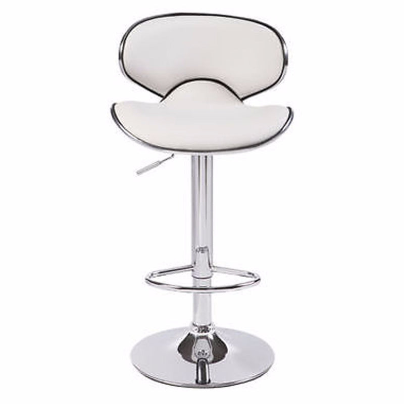 Dealsmate 2X WhiteBar Stools Faux Leather Mid High Back Adjustable Crome Base Gas Lift Swivel Chairs