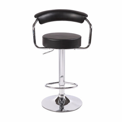 Dealsmate 2X Black Bar Stools Faux Leather High Back Adjustable Crome Base Gas Lift Swivel Chairs