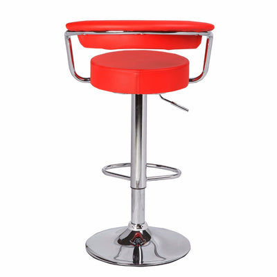 Dealsmate 2X Red Bar Stools Faux Leather High Back Adjustable Crome Base Gas Lift Swivel Chairs