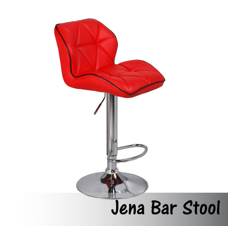 Dealsmate 2X Red Bar Stools Faux Leather Mid High Back Adjustable Crome Base Gas Lift Swivel Chairs