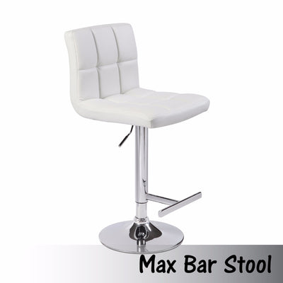 Dealsmate 2X White Bar Stools Faux Leather Mid High Back Adjustable Crome Base Gas Lift Swivel Chairs