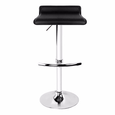 Dealsmate 2X Black Bar Stools Faux Leather Low Back Adjustable Crome Base Gas Lift Slim Seat Swivel Chairs