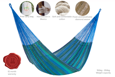 Dealsmate Mayan Legacy Jumbo Size Cotton Mexican Hammock in Caribe Colour