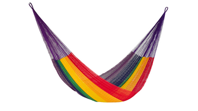 Dealsmate Mayan Legacy Queen Size Cotton Mexican Hammock in Rainbow Colour