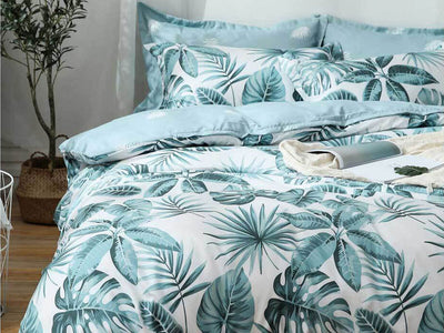 Dealsmate Luxton King Size 3pcs Tropical Aqua Blue Quilt Cover Set