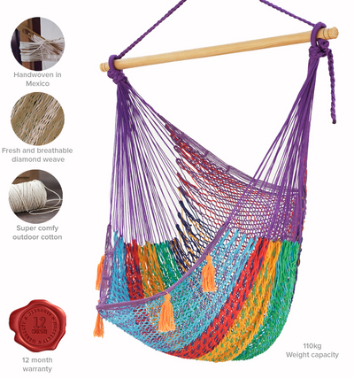 Dealsmate Mayan Legacy Extra Large Outdoor Cotton Mexican Hammock Chair in Colorina Colour