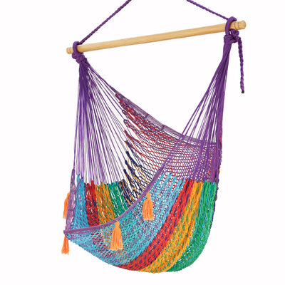 Dealsmate Mayan Legacy Extra Large Outdoor Cotton Mexican Hammock Chair in Colorina Colour