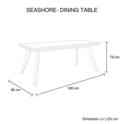 Dealsmate Dining Table 180cm Medium Size Solid Acacia Wooden Frame in Silver Brush Colour