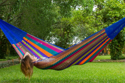 Dealsmate Mayan Legacy Jumbo Plus Size Nylon Mexican Hammock in Mexicana Colour