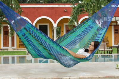 Dealsmate Mayan Legacy King Size Outdoor Cotton Mexican Hammock in Caribe Colour