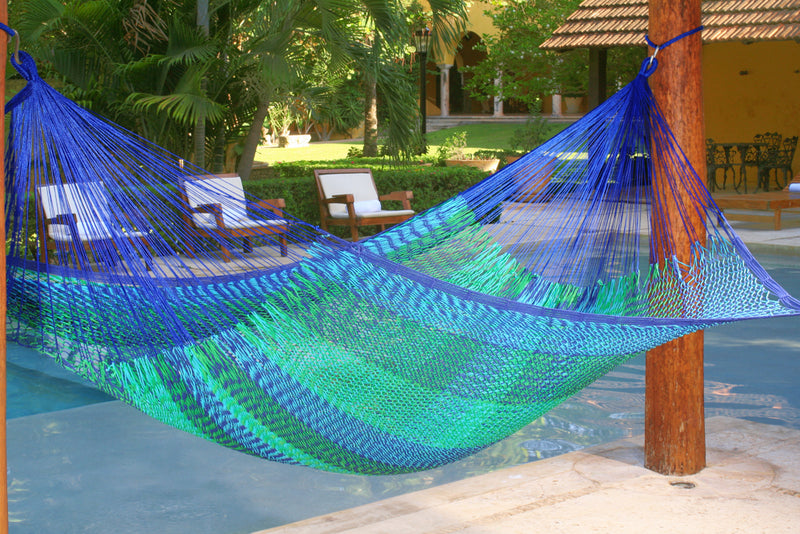 Dealsmate Mayan Legacy Jumbo Size Outdoor Cotton Mexican Hammock in Caribe Colour