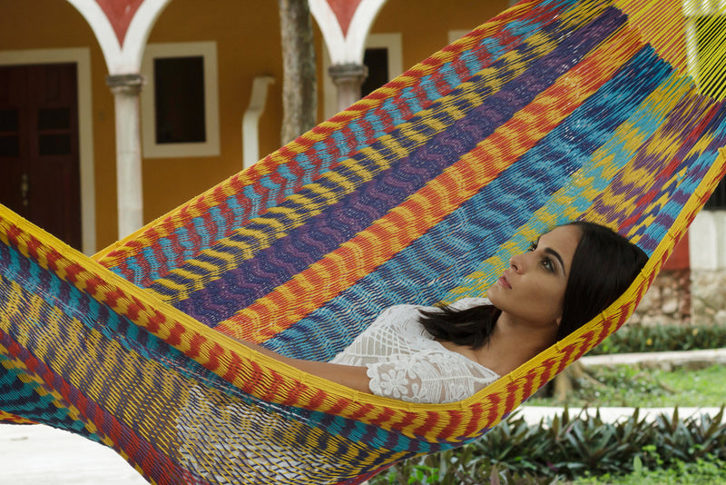Dealsmate Mayan Legacy King Size Outdoor Cotton Mexican Hammock in Confeti Colour