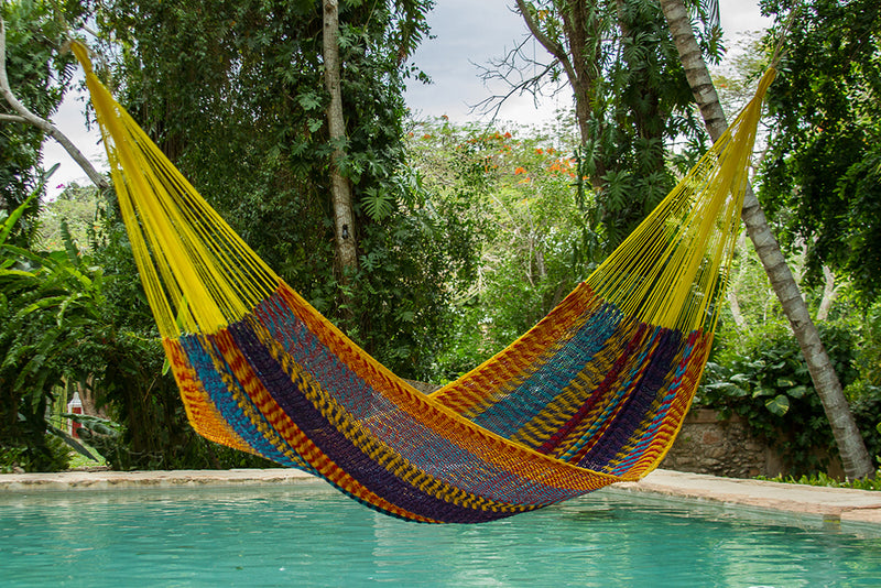 Dealsmate Mayan Legacy King Size Outdoor Cotton Mexican Hammock in Confeti Colour