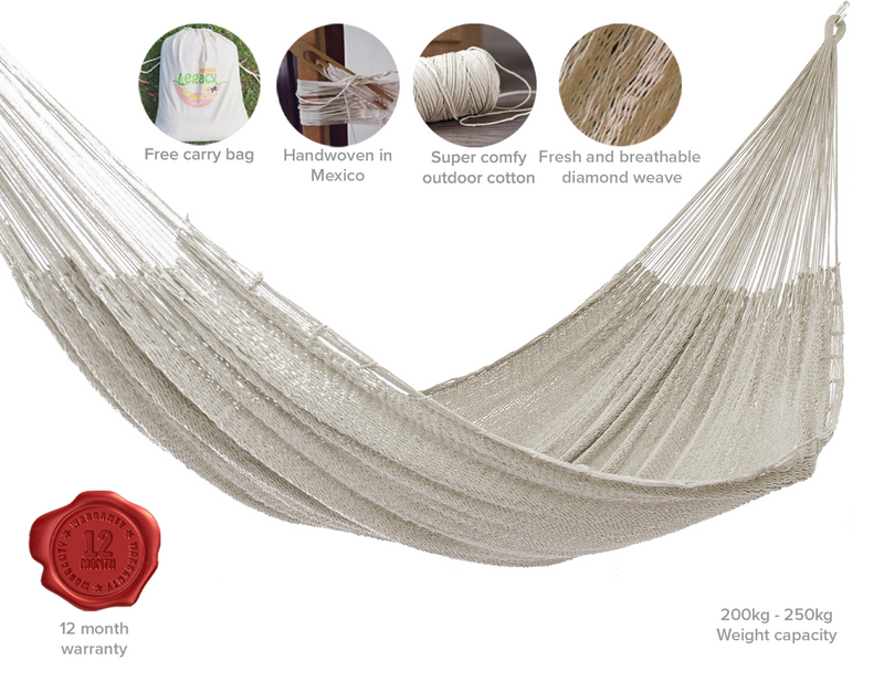 Dealsmate Mayan Legacy Jumbo Size Outdoor Cotton Mexican Hammock in Cream Colour