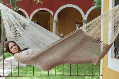 Dealsmate Mayan Legacy Queen Size Outdoor Cotton Mexican Hammock in Dream Sands Colour