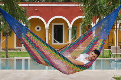 Dealsmate Mayan Legacy Queen Size Outdoor Cotton Mexican Hammock in Mexicana Colour