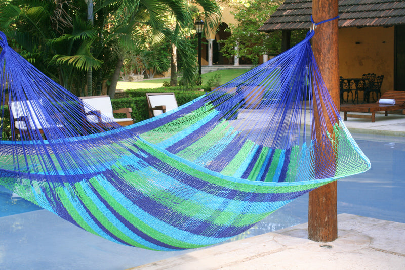 Dealsmate Mayan Legacy King Size Outdoor Cotton Mexican Hammock in Oceanica Colour