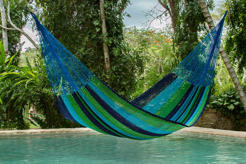 Dealsmate Mayan Legacy Jumbo Size Outdoor Cotton Mexican Hammock in Oceanica Colour
