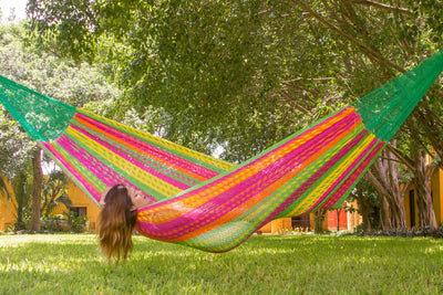 Dealsmate Mayan Legacy King Size Outdoor Cotton Mexican Hammock in Radiante Colour