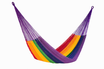 Dealsmate Mayan Legacy Queen Size Outdoor Cotton Mexican Hammock in Rainbow Colour