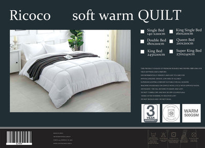 Dealsmate Luxton King Size 500GSM Soft Warm Quilt