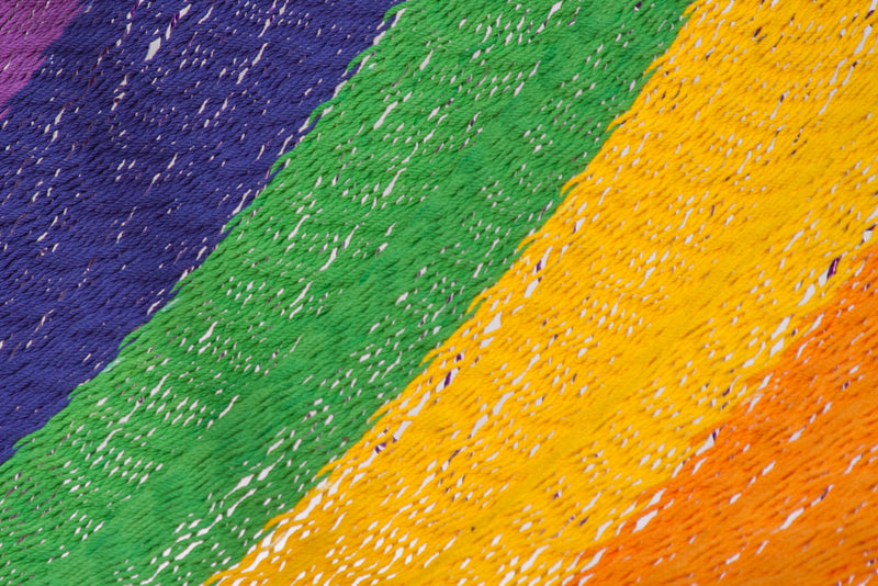 Dealsmate Mayan Legacy King Size Outdoor Cotton Mexican Resort Hammock With Fringe in Rainbow Colour