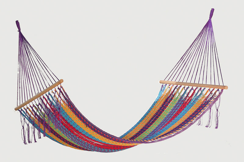 Dealsmate Mayan Legacy Queen Size Outdoor Cotton Mexican Resort Hammock No Fringe in Colorina Colour