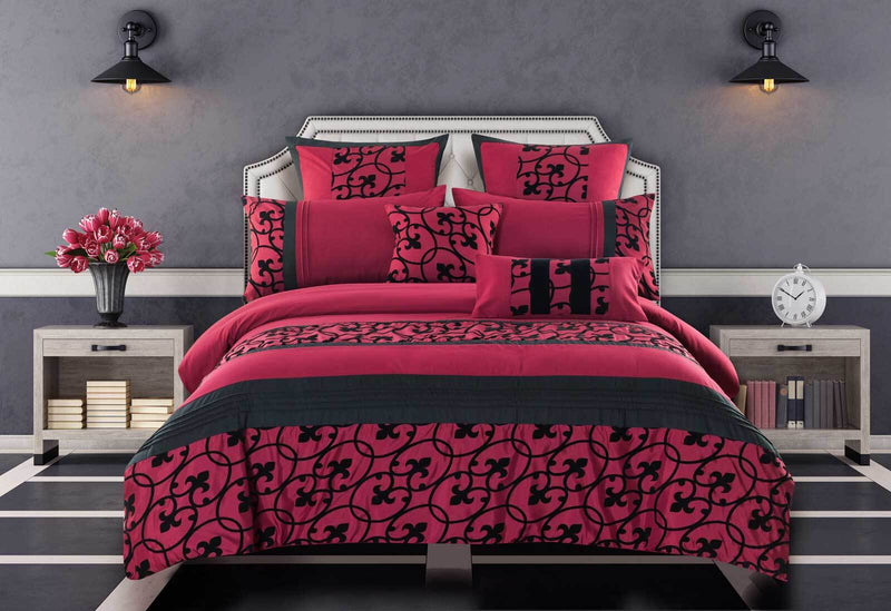 Dealsmate Luxton Super King Afton Red and Black Quilt Cover Set (3PCS)