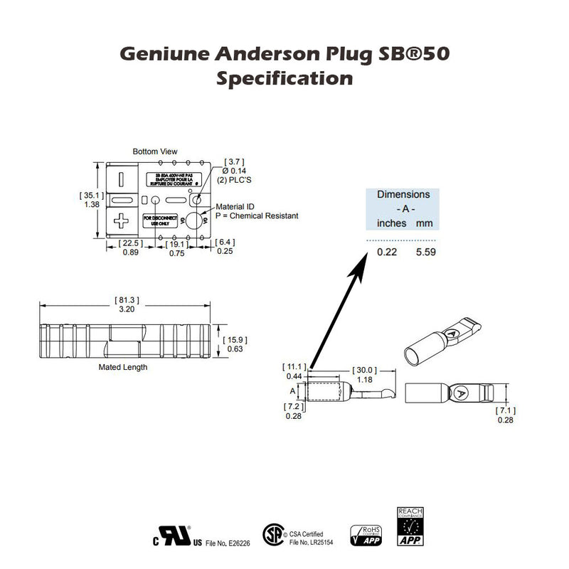 Dealsmate 10 x Genuine Anderson Plug connector 50AMP Caravan Trailer Solar 6AWG SB50