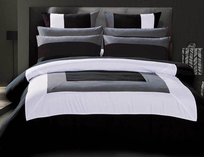 Dealsmate Luxton King Size Black Grey White Quilt Cover Set(3PCS)