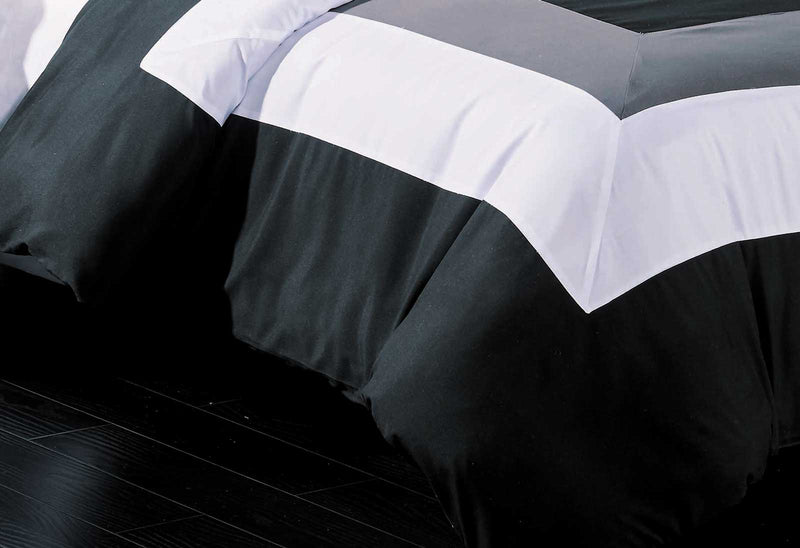 Dealsmate Luxton Queen Size Black Grey White Quilt Cover Set(3PCS)